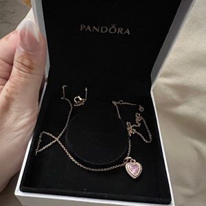 Pandora pink necklace heart rose gold